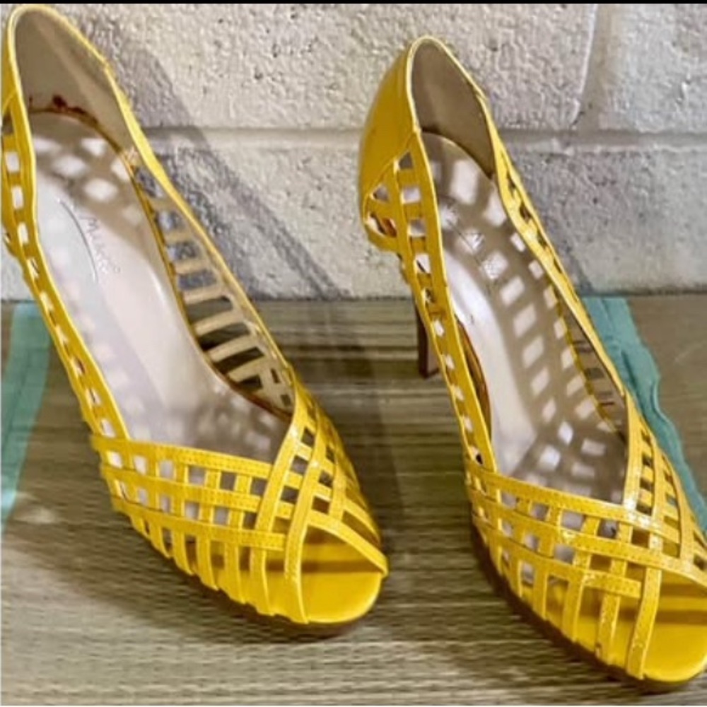 Yellow Peep-Toe Heels